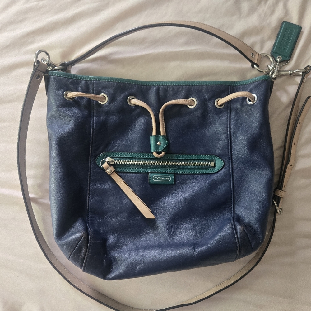 Coach Navy and Teal Crossbody Bag